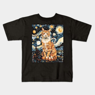 Cat Starry Night Cosmic Dreams Kids T-Shirt